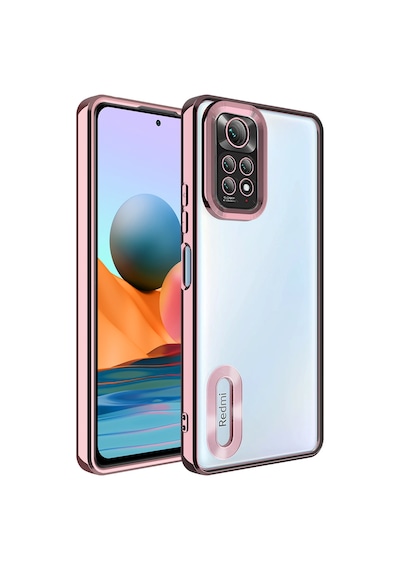Ardemix Redmi Note 11 Global Kılıf Kamera Korumalı Logo Gösteren Omega Kapak - Rose Rose Gold