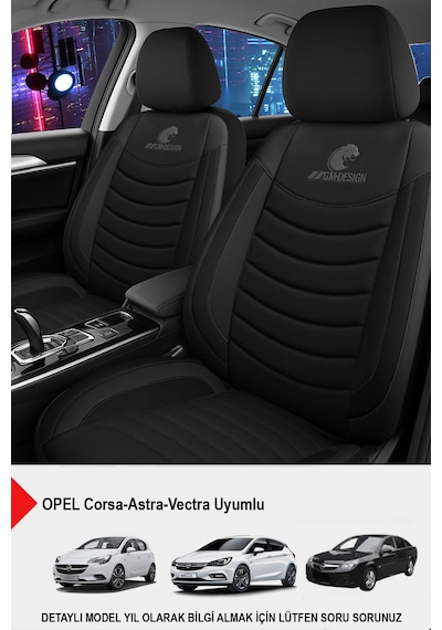 Panther Serisi Keten Kumaş Oto Koltuk Kılıfı Opel Corsa-astra-vectra Uyumlu Siyah