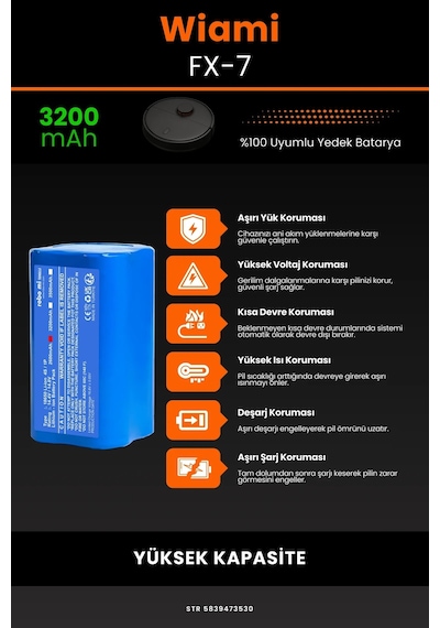 Wiami Fx 7 3200mAh Robot Süpürge Bataryası