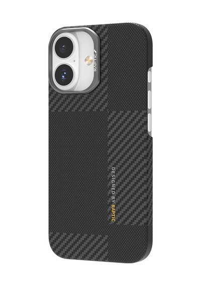 Apple Uyumlu iPhone 17 Kılıf M-safe Şarjlı 600d Metal Kamera Çerçeveli Raptic Aramid Fiber Geotik Serisi Siyah