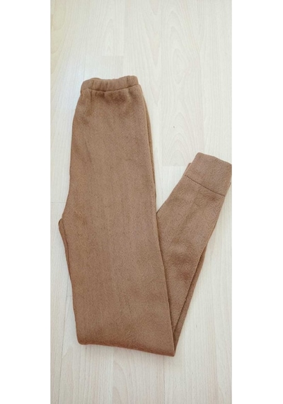 Darimo Kadın-Erkek Hakiki Deve Yünlü Kalın Kışlık Alt Pijama Kahverengi