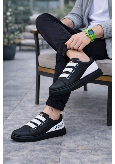 Aymood Jy029 Mono Bağcıksız 3 Bantlı Lastikli Legend Cilt Erkek Günlük Sneaker Ayakkabı Cst - Siyah/beyaz Aymood Jy029 Mono Bağcıksız 3 Bantlı Lastikli Legend Cilt Erkek Günlük Sneaker Ayakkabı Cst - Siyah/beyaz