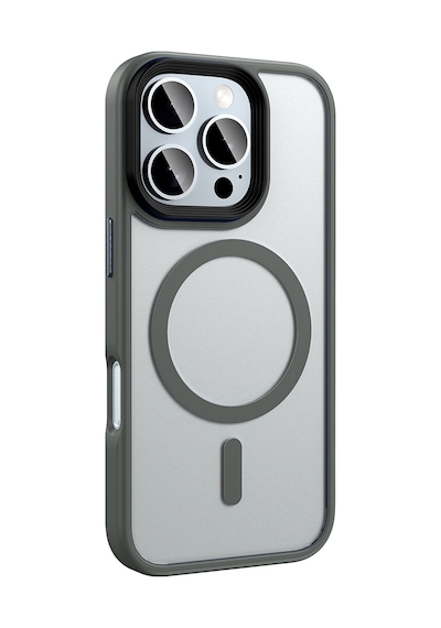 Apple Uyumlu iPhone 16 Pro Max Kılıf Magsafe Destekli Kamera Yükseltili Mat Parmak İzi Tutmayan Silikon Celikaksesuar Titanyum-Gri
