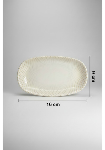 12'li Valencia Oval Kayık Tabak 16cm Dijital Punto Rinart Krem