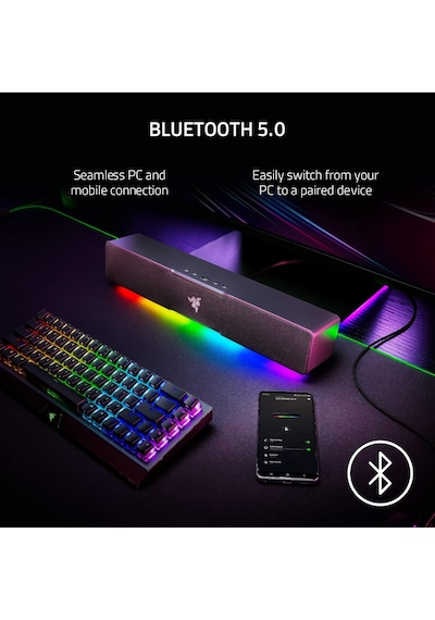 Leviathan V2 X - Pc Oyun Soundbar'ı Tam Aralıklı Sürücüler, Kompakt Masaüstü Form Faktörü, Usb Tip C Güç Ve Ses Dağıtımı, Bluetooth 5.0 Siyah