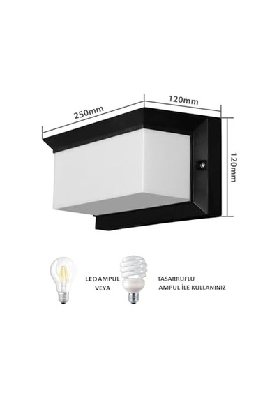 Bahçe Aydınlatması Led Işık 25cm E27 Duylu Zita Ultra Şapkalı Bahçe Duvar Aplik Su Geçirmez Diğer