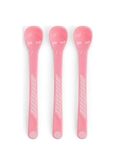 3 Lü Bebek Kaşığı Seti Pembe 6+ Ay Açık Ahşap