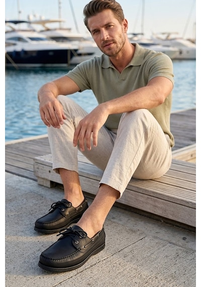 Ayakkabı Fuarı Elit Sldex01c Erkek Hakiki Deri Casual Ayakkabı Siyah