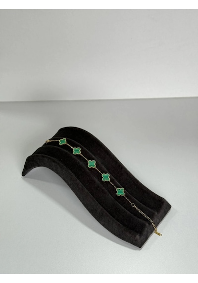 T-blk-01 Gold İçi Yeşil Gonca Bileklik Yeşil