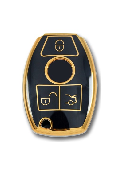 Lüx Mercedes Benz 2001-2016 Arası Be Tipi Nano Anahtar Kılıfı Siyah Gold Altın Renk