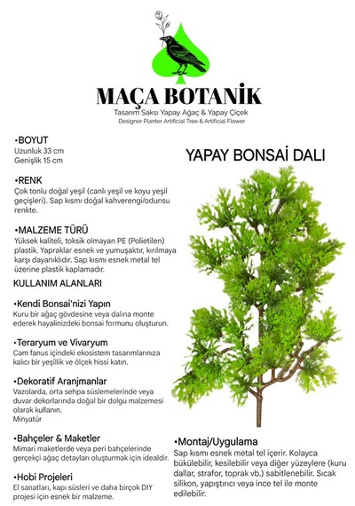 Yapay Bonsai Dalı 6 Adet Yeşil