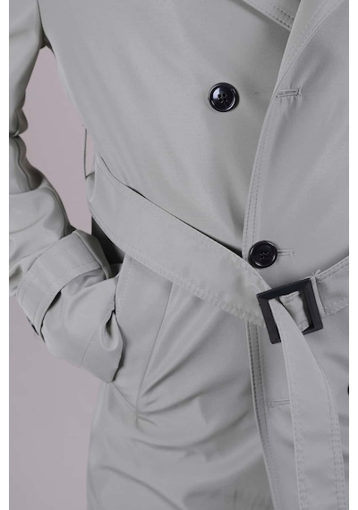 Ohepmoda Slim Fit Kemerli Erkek Trençkot Su Yeşili