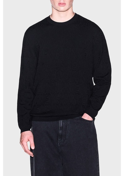 Armani Exchange Pamuklu Logolu Bisiklet Yaka Kazak Erkek Kazak Xm002986 Af10454 Uc001 Siyah