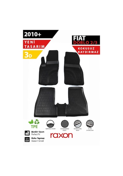 Fiat Doblo 2010+ 2-3 3d Havuzlu Paspas Tam Uyumlu Su Geçirmez, Kaymaz