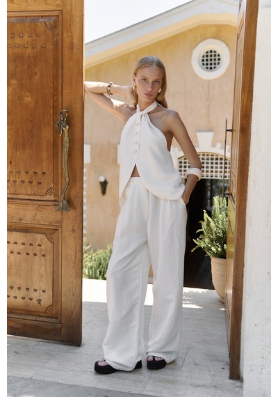 Mai Collection Mai Studios Co. Prasetsah Bağlamalı Ekru Crop Pantolon Takım Ekru Mai Collection Mai Studios Co. Prasetsah Bağlamalı Ekru Crop Pantolon Takım Ekru