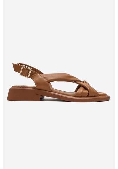 Luvishoes Frand Taba Hakiki Deri Çapraz Bantlı Kadın Sandalet