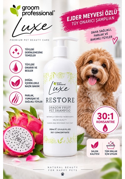 Groom Professional Luxe Ejder Meyveli Tüy Onarıcı Köpek Şampuanı 350 Ml 1:30 Konsantre