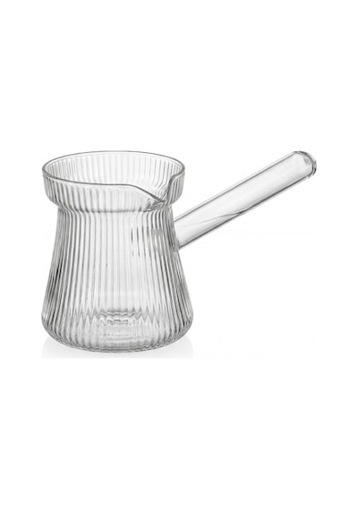 Isıya Dayanıklı Cam Cezve Çizgili 400 Ml, 10 Cm Yükseklik, Cam Türk Kahvesi Cezvesi