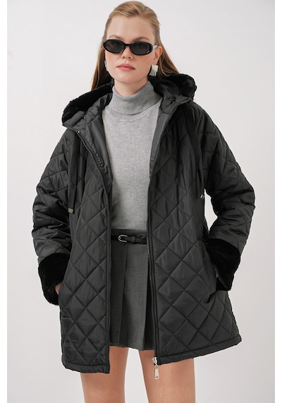 Bigdart 5197 Kapüşonlu Kapitone Mont - Siyah