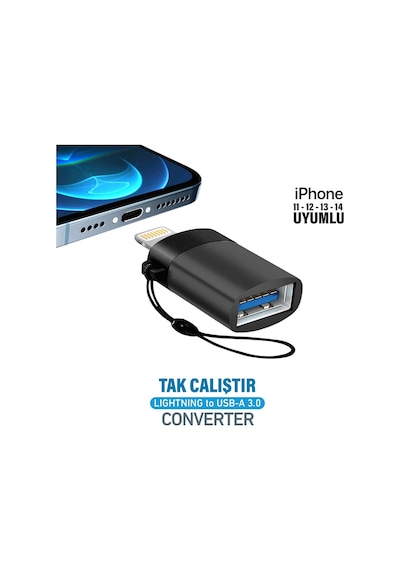 Apple Uyumlu iPhone iPad, Usb Çevirici Dönüştürücü Otg Lightning - Usb 3.0 Aktarıcı