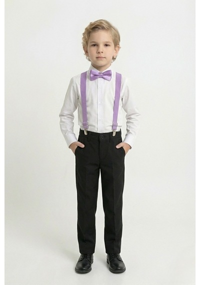 Mnk Baby & Kids Beyaz Gömlekli Erkek Çocuk Takım M00787 Lila