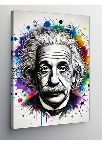 Kanvas Tablo Einstein Ve Soyut Renkler 100cmx140cm