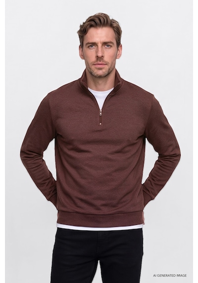 Ac&Co / Altınyıldız Classics Erkek Tarcın Standart Fit Normal Kesim İçi Polarlı Bato Yaka Pamuklu Sweatshirt