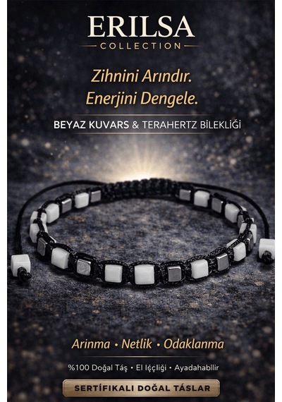 Sertifikalı Doğal Taş Beyaz Kuvars Terahertz Bileklik - Küp Kesim Çok Renkli
