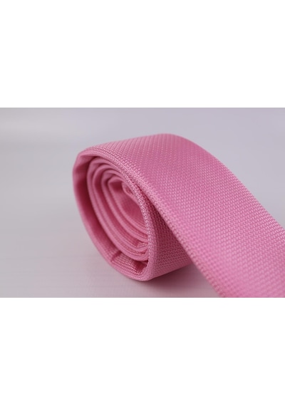 Demfashion Özel Desenli Kravat Mendil Seti - Pembe