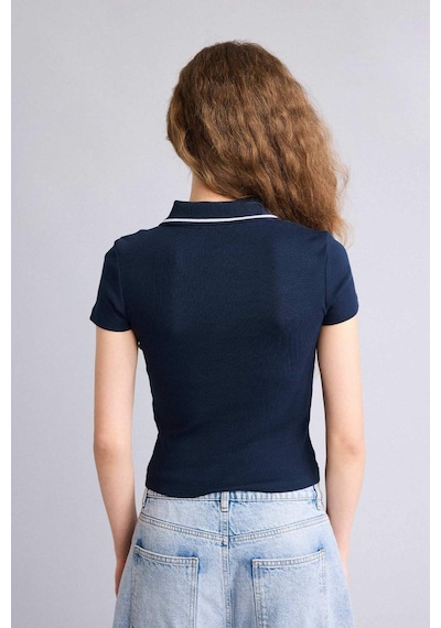 Defacto Fıtted Polo Yaka Ribana Tişört H1086ax26spnv146 Lacivert-nv146