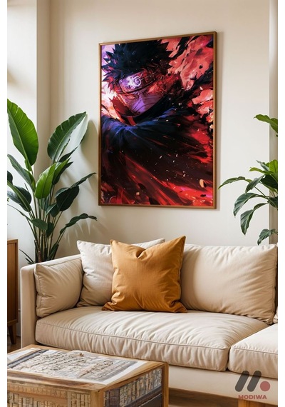 Naruto Obito Anime Poster, Ahşap Çerçeveli Duvar Tablosu - Anime Severlere Özel Hediye
