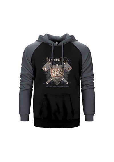 Hammerfall Steel Meets Steel Gri Renk Reglan Kol Sweatshirt / Hoodie