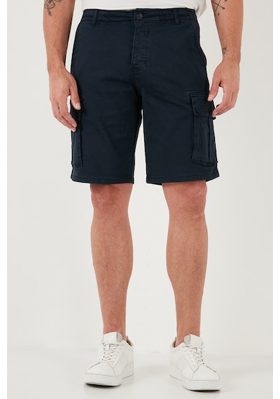 Buratti Streç Pamuklu Regular Fit Normal Bel Kargo Cepli Erkek Şort 4510S79Milan Indigo