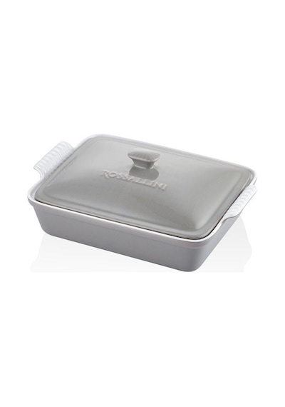 Rossallını Lıfe Dikdörtgen Kapaklı Gri Fırın Kabı 33x23x7 Cm Gri