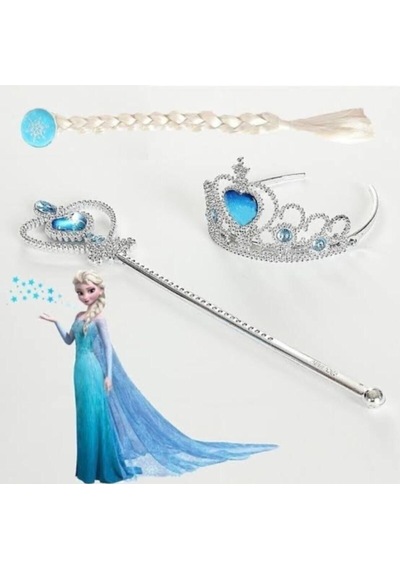 Frozen Elsa Frozen Karlar Ülkesi Elsa Örgü Saç Taç Asa Seti