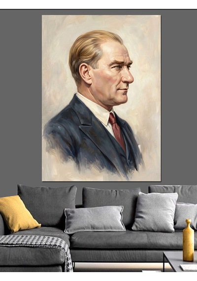 Karizmatik Atatürk Profil Portre Sanatı Dekoratif Kanvas - Mdf Ahşap Tablo