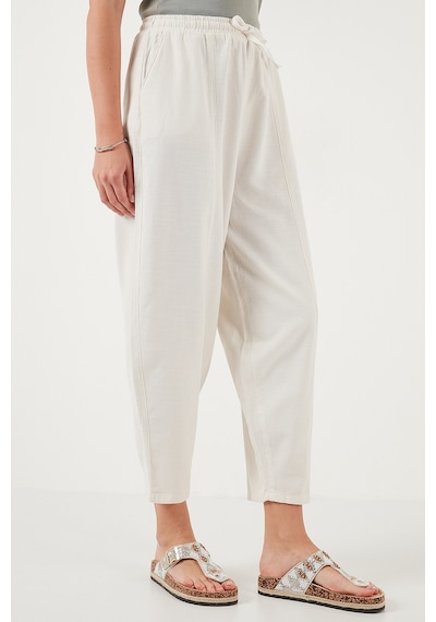 Lela Pamuklu Relaxed Fit Normal Bel Daralan Paça Bayan Pantolon 668Yp5198 Taş