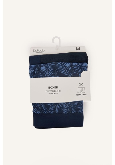 Defacto Regular Fit Şal Desenli 2li Pamuklu Boxer I7821ax26aunv135 Lacivert-nv135