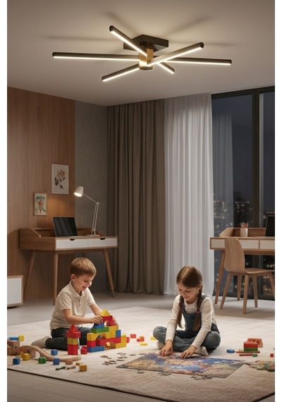 Nova 6 Silver Led Tavan Avize Kumandalı Dim Edilir Aşağı Işık Beyaz Işık
