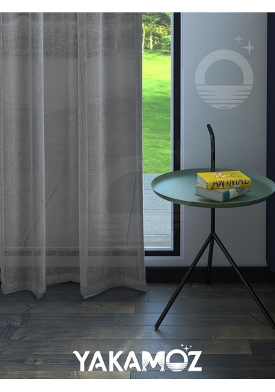 Gri Keten Görünümlü Ekstraforlu Tül Perde Linen Touch Serisi GRİ