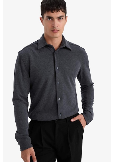 Defacto Modern Fit Polo Yaka Pike Uzun Kollu Gömlek F0330ax25aunv125 Lacivert-nv125
