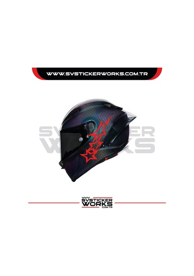 Stars Yıldız Sticker Kask Sticker Kasklar Uyumlu Tek Yön 1 Adet Kırmızı