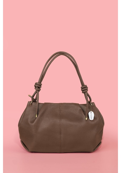 Westbag Kadın Dokulu Büzgülü Premium El Ve Omuz Çantası Vizon