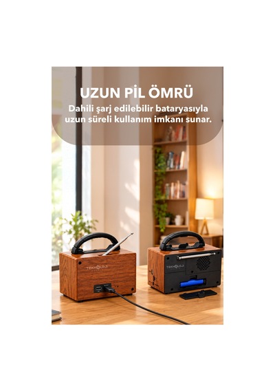 Nostaljik Radyo Şömine Görünümlü Müzik Kutusu Retro Ahşap -bluetooth Hoparlör Speaker & Usb Destekli Ns-901bt