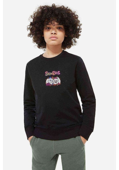 Tshirthane Snow Bros Nıck And Tom Baskılı Unisex Çocuk Siyah Sweatshirt Siyah