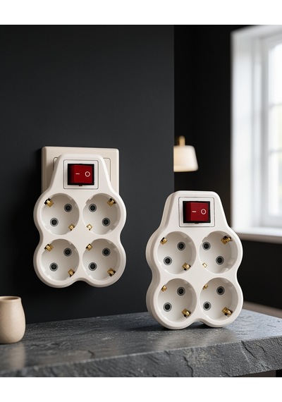 4'lü Duvar Priz Çoğaltıcı Kablosuz Anahtarlı Set Model 0