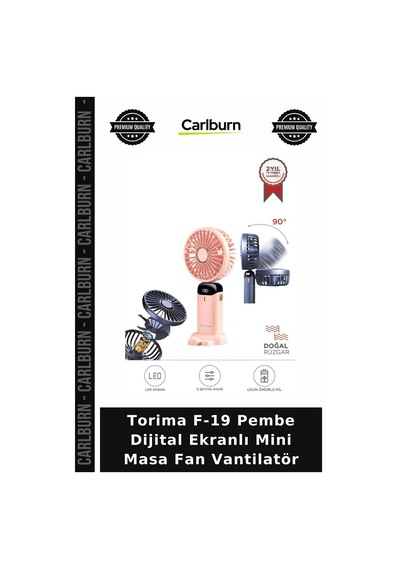 Özel Seri Torima F-19 Pembe Dijital Ekranlı Mini Masa Fan Vantilatör Çözüm Masaüstü Ofis