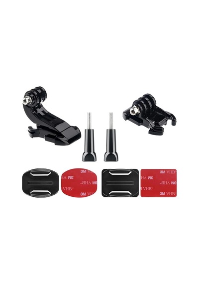 Gplus Bs08kyjhw 8 Parça Oval Eğimli Zemin Ve Flat Düz Yüzey Vidalı Hızlı Tak J-hook Açılı Aksiyon Kamera Uyumlu 3m Yapışkanlı Motor Kask Bağlantı Base Seti Siyah