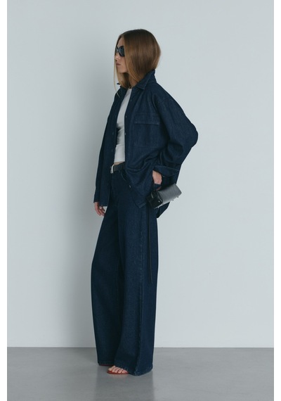 Suud Collection Mavi 88 Oversize Denim Gömlek