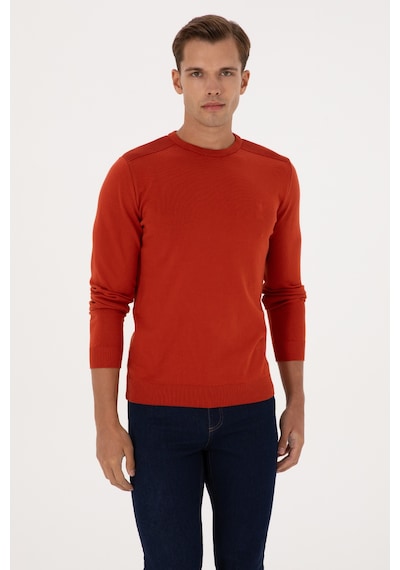 U.S. Polo Assn. Erkek Slim Fit Bisiklet Yaka Kiremit Basic Kazak 50307779-VR031